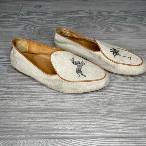 Bing xu vero-2 safari zebra and palm tree flat loafers unique shoes flats size 3 - Picture 4 of 7